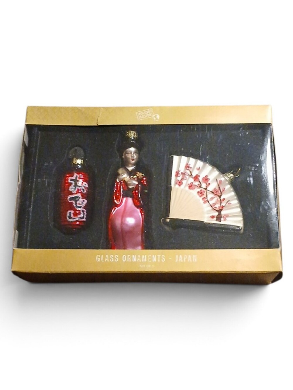 Cost Plus World Market Red and Pink Japanese Glass Ornament Set